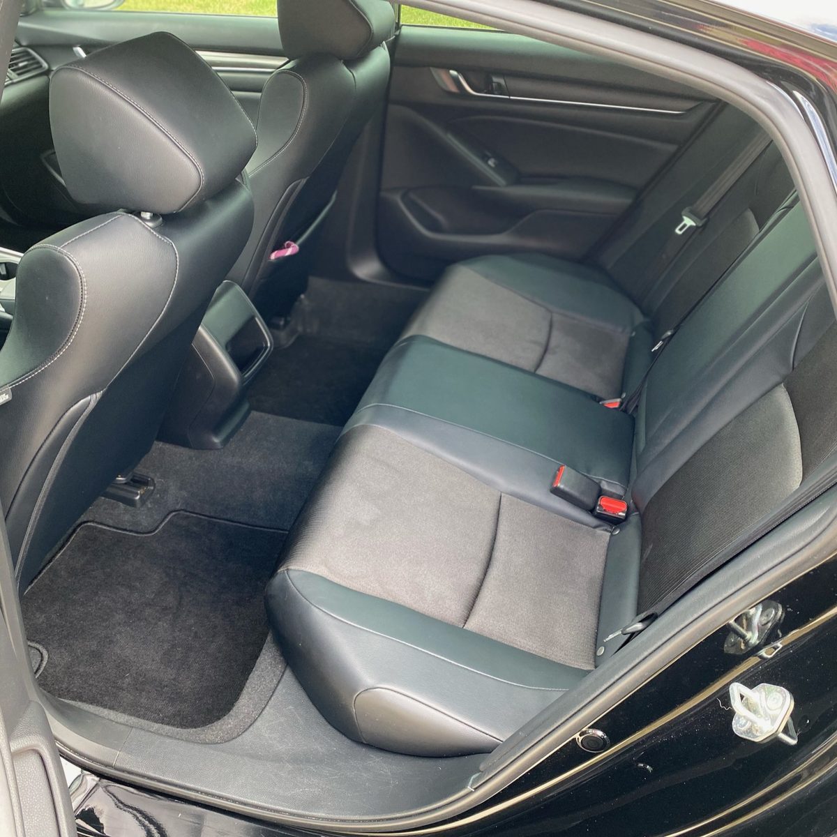 Honda Accord rear seats and carpet vacuumed and cleaned after a mobile interior detail in Naples