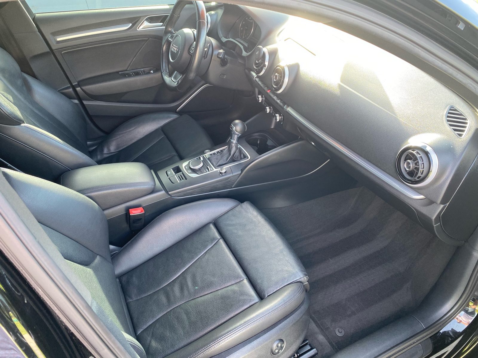 Audi A3 front interior and dashboard after an interior detail in Naples